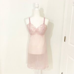 vintage pink sheer slip nightie nightgown dress